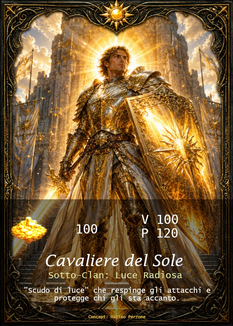 Carta Cavaliere del Sole, Custode Oro del clan Luce Radiosa - Custodi delle Terre Magiche