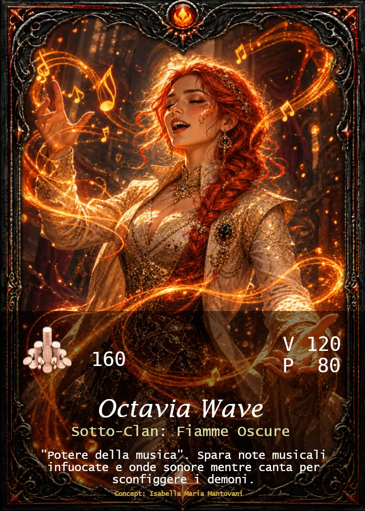 Carta Octavia Wave, Custode Argento clan Fiamme Oscure - Custodi delle Terre Magiche