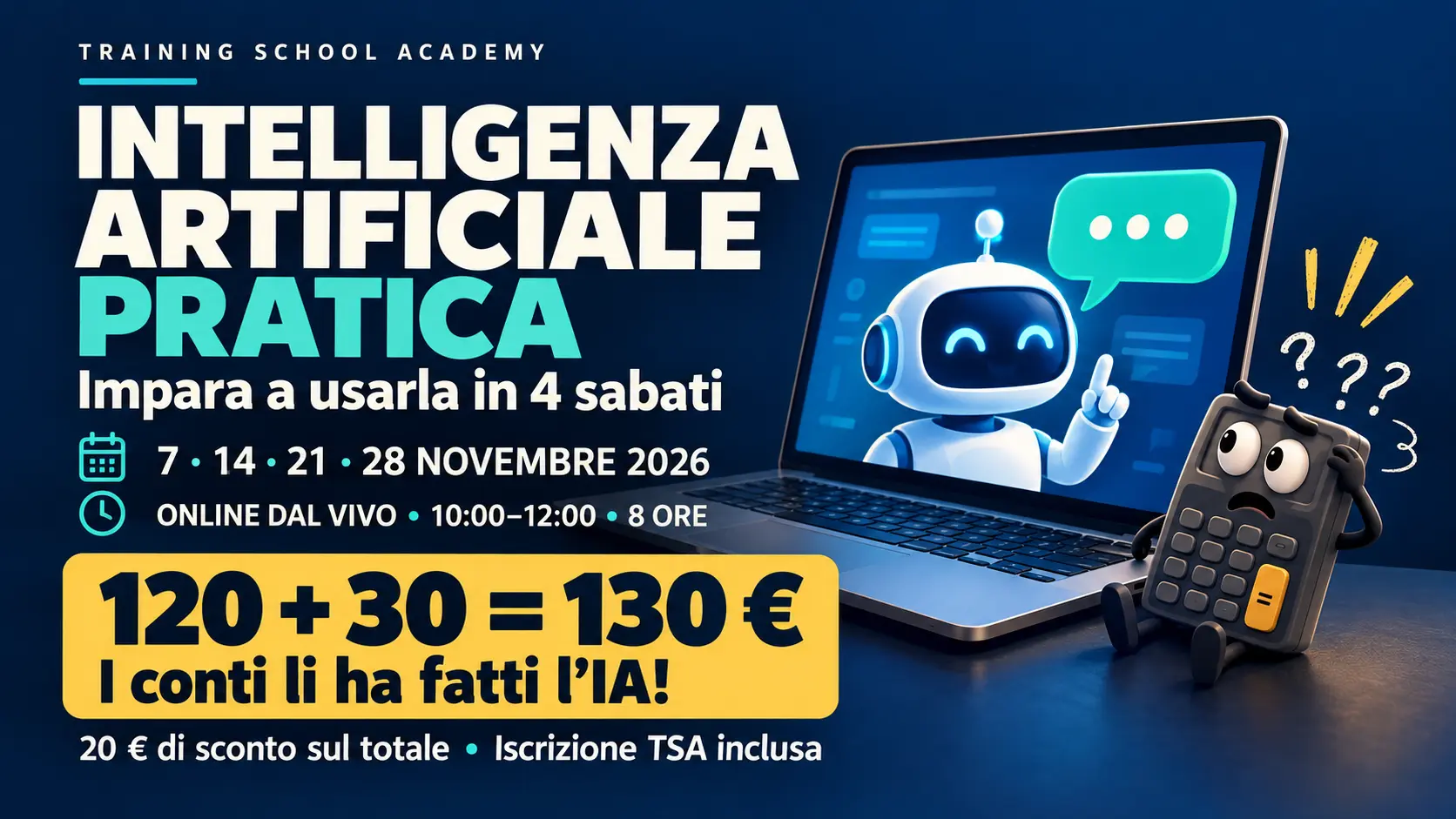 Intelligenza artificiale pratica: impara a usarla in 4 sabati